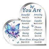 Christian Gifts for Women Faith Encouragement Religiou Gifts for Women Friends Her Mom Acrylic Decor Butterfly Gifts for Women Inspirational Spiritual Gifts for Girl Female Christmas Gifts