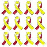 Red & Yellow Ribbon Awareness Pins Hepatitis Awareness Pin Virus Disease HIV/HCV Co-Infection Awareness Products (15 Pcs, Red & Yellow)