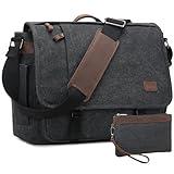 Nerlion Messenger Bag for Men 17-17.3 Inch Laptop Bag Canvas Water-resistant Computer Bag Shoulder Bag Work Briefcase Bookbag for College (Dark Gray)