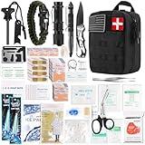 Survival First Aid Kit, Molle Medical Pouch 288PCS Outdoor Emergency Survival Gear and Equipment for Hiking Camping Hunting Car Boat Home Travel and Adventures, Gift for Him Men (Black)