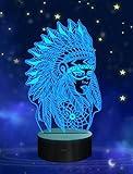 Native American Gifts, 3D Figure Night light Illusion Lamp for Home Decor and Room Decorations, Creative Birthday Xmas Holiday Gifts with 16 Colors Changing & Remote Control & Dimmable Function