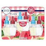 Febreze Plug In Air Freshener, Odor-Fighting Scented Oil Refill, Air Fresheners for Home and Bathroom and Kitchen, Long Lasting for Strong Odors, Sweet Watermelon Vine Scent, 0.87oz Refill, 3 Count