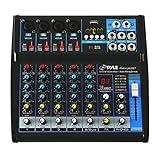 Pyle 6-Channel Professional Audio Mixer - USB - Bluetooth - 48V Phantom Power - Digital MP3 Input - FX 16-Bit DSP - Desk System Interface - PMXU63BT