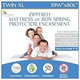 Twin XL Size Mattress or Box Spring Encasement (5" to 8" Depth) - Low Profile Twin Extra Long Waterproof Zippered Protector Hypoallergenic Premium Bed Cover Protects from Dust Allergens