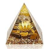 Hopeseed Orgone Pyramid Flower of Life Orgonite Money Healing Crystals Pyramid for Positive Energy with Tiger's Eye Stones and Luck White Crystal That Promotes Wealth, Prosperity and attracts Success