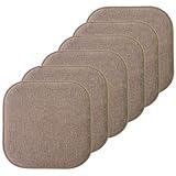 Sweet Home Collection Chair Cushion Memory Foam Pads Honeycomb Pattern Slip Non Skid Rubber Back Rounded Square 16" x 16" Seat Cover, 6 Pack, Alexis Chocolate