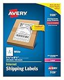 Avery Half Sheet Printable Shipping Labels, 5.5" x 8.5", White, 200 Blank Mailing Labels (5126)