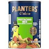 PLANTERS Pistachio Lovers Nut Mix, Mixed Nuts Snack with Pistachios no shell, Almonds & Cashews, Party Snacks, Plant-Based Protein, After School Snack, Bulk Nuts, Kosher 1lb 2.5oz Canister