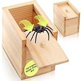 FunFamz The Original Spider Prank Box- Funny Wooden Box Toy Spider Prank, Hilarious Christmas, April Fool, or Birthday Surprise Toy and Gag Gift Practical Joke Bromas Kit