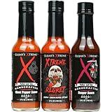 Elijah's Xtreme Trio Hottest Hot Sauce Variety Pack Includes Xtreme Regret Carolina Reaper Hot Sauce, Ghost Pepper Sauce & Sweet Reaper Hot Sauces - Gluten Free & Vegan - Father's Day Gift Set