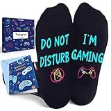 Gamer Gifts Teen Boys - Funny Gamer Socks for Teen Boys, Gaming Gamer Gifts Gifts with Greeting Card, Video Game Socks for 4-6 Years Old Kids