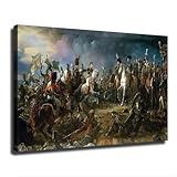 SUNVAPE Napoleonic War Historical Art, Battle of Austerlitz Canvas Print, Military Strategy Wall Decor, Classic Battle Painting, HD War History Poster, Vintage Home Decoration (24 * 36inch,frame)