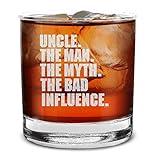 shop4ever Uncle The Man The Myth The Bad Influence Engraved Whiskey Glass 11 oz. Uncle Birthday Gift