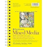 Strathmore 300 Series Mixed Media Paper Pad, Side Wire Bound, 5.5x8.5 inches, 40 Sheets (117lb/190g) - Artist Paper for Adults and Students - Watercolor, Gouache, Graphite, Ink, Pencil, Marker