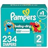 Pampers Diapers - Baby Dry - Size 2, 234 Count, Absorbent Disposable Infant Diaper (Packaging May Vary)