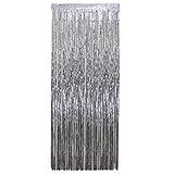 Northlight Tinsel Christmas Window or Door Curtain, 3' x 8', Silver