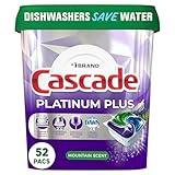 Cascade Platinum Plus ActionPacs Dishwasher Detergent Pods, Dishwasher Soap, Mountain, 52 Count