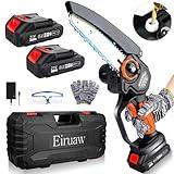 Mini Chainsaw Cordless 6-INCH, Portable Electric Power Pruning Saw, Rechargeable Battery Powered Handheld Chain Saw for Tree Branches, Courtyard, Household and Garden, 2PCS 21V 1500mAh Black