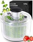 BASSWOOD Pump Salad Spinner with Bowl and Colander - Quick and Easy Multi-Use Lettuce Spinner, Vegetable Dryer, Fruit Washer, Pasta and Fries Spinner - 4.7 Qt