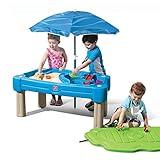 Step2 Cascading Cove Sand and Water Table, Kids Activity Sensory Playset, Comes with Umbrella, Summer Outdoor Toys, 7 Piece Toy Accessories, For Toddlers 1.5+ Years Old