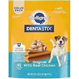 Pedigree Dentastix Small & Medium Breed Dog Treats, Original With Real Chicken, 21.1 oz. Bag (45 Treats)