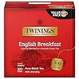 Twinings English Breakfast Black Tea Individually Wrapped Bags, 100 Count (Pack of 1), Smooth, Flavourful, and Robust, Caffeinated, Enjoy Hot or Iced | Packaging May Vary