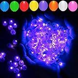 Aogist 50 Pcs LED Purple Balloon Light, Round Led Mini LED Lights for Paper Lantern Balloon Indoor Outdoor Party Event Fun, Birthday Party Wedding Decoration Supplies