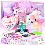 39PCS Unicorns Gifts for Girls Kids Toys 3 4 5 6 7 8 9 10 Years Old-Decorate Your Water Bottle Kits for Girls/Light Up Star Pillow Unicorn Diamond Painting Toys Gifts for Girls Birthday Christmas