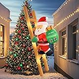 2025 Hanging Christmas Inflatable Santa 8FT Climbing Santa Claus with Gift Bag Inflatables Christmas Outdoor Decoration Xmas Santa Blow Up Decor with Built-in 9 LEDs for Holiday Party Yard Garden Lawn