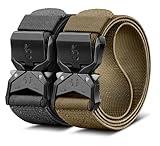 KEMISANT Men Tactical Belt,Stretch Nylon Belt Adjustable for Rigger Military Heavy Duty Work 1.5"-Quick Release(Black/Wood Thrush,38"-42" Waist Adjustable)