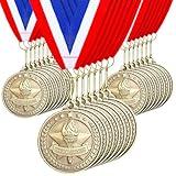 Quelay 30 Pcs 2'' Award Medals Bulk Gold Winner Medals with Neck Ribbons Metal Trophy Award Prize Gift for Tournaments, Competitions, Party, Kids and Adults (Physical Education)