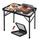 jkwokback Grill Table Camping Table Portable Folding Table Outdoor Picnic Table,Height Adjustable Collapsible Table with Mesh Desktop,Lightweight Metal Foldable Table for Camp BBQ Picnic RV