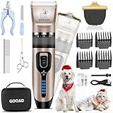 Gooad Dog Clippers Grooming Kit and Paw Trimmer,Cordless,Low Noise, Electric Quiet,Rechargeable, Dog Trimmer Grooming Tool, Pet Hair Clippers for Thick Coats,Shaver for Small and Large Dogs Cats