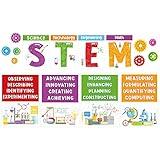 Zonon 40 Pcs Stem Science Bulletin Board Set Stem Classroom Decorations Scientist Posters Gear Shaped Cutouts Teachers Banner Wall Decor for Pre School Elementary Middle School Office Party Supplies