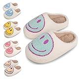 dubuto Smile Face Slippers for Girls Boys, Cute Soft Plush Anti-slip House Kids Girls Slippers with Memory Foam Warm Cartoon Happy face Shoes for Indoor Outdoor