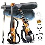 Premium Carbon Fiber Electric Violin Full Size 4/4,Professional Electric Violin for Adults Beginner,Teens,Electric Fiddle Kit with Pro Pick Case -ZNDS-2303