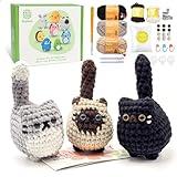 Crochet Kit for Beginners, Crochet Cat Beginner Crochet Kit for Adults, Amigurumi Crochet Animals Cat Crafts Crochet Kits, Easy Knitting Kit