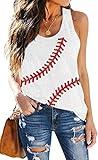 Baseball Tanks Top Women Love Baseball Graphic Shirts Baseball Sleeveless Tops Casual Workout Vest Shirt White