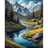 Sretoul Landscape Paint by Numbers Kit for Adults-Mountain Adult Paint by Number Kits on Canvas, Landscape Painting Kits for Adults for Decor Gift 16X20 Inch