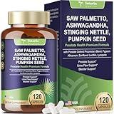 Totaria Organic Saw Palmetto - Prostate Health Supplements for Men with Ashwagandha Root, Stinging Nettle, Pumpkin Seed, Prostate Defend Propnietary Blend, DHT Blocker, 120 Count
