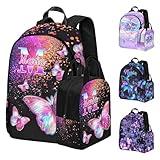 xmeasecos Custom Girls Personalized Butterfly Backpack, Customized Kids School Bookbag for Girl with Name, Customizable Toddler Daypacks Lunch Bag Loptop Book Bag for Kindergarten Elementary Pink