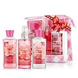 Vital Luxury Bath & Body Care Travel Set - Home Spa Set with Body Lotion, Shower Gel and Fragrance Mist, Personal Body Care Travel Set for Birthday Christmas New Year Gifts(Japanese Cherry Blossom)