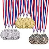 IHPUKIDI 12 Pieces Gold Silver Bronze Award Medals, Olympic Style Winner Medals Gold Silver Bronze Prizes for Sports, Competitions, Party Favors, 2 Inches