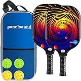 USAPA Approved Pickleball Paddles Set of 2 Fiberglass Pickleball Rackets with 1 Carrying Case, 4 Outdoor Pickleballs