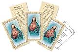 Sacred Heart Cards - with The Lord's Prayer Card - 5 Laminated Sacred Heart Prayer Card for Daily Praying - Catholic Gold Stamped Holy Cards Set, 6 Items