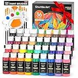 Shuttle Art Acrylic Paint Set, 36 Colors Acrylic Paint with Brushes & Palette, 2oz Bottles, Rich Pigments Non-toxic Paint for Artists Kids & Adults, Art Supplies for Canvas Rock Ceramic Wood Painting