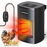 Chicken Coop Heater with Thermostat, 600W/300W Chicken Heater for Coop with Adjustable Temp, 6.5Ft Anti Chew Cord, Chicken Coop Heaters Inside Coop for Winter, Pet Heater Dog House Heaters for Outside