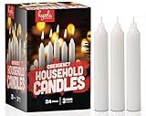 Emergency Candles - 24 Pack White Short Taper Candles - Unscented - Emergency Candles for Home and Emergency Kit