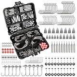 Fishing Accessories Kit with Tackle Box, Hooks, Weights, Jig Heads, O-Rings, Swivels, Snaps, Beads - Space Beans Freshwater