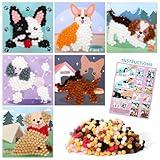 Upltowtme DIY Pom-Poms Art, Dog Crafts Kit for Kids Pet Toddler Crafts for Boys Girls Ages 3-5 - Sensory Activity Creativity 6 Patterns